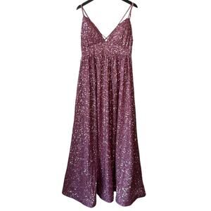 Dressalisa Sequin Lace Back Maxi Dress Size XL Gown Sparkly Pink / Purple